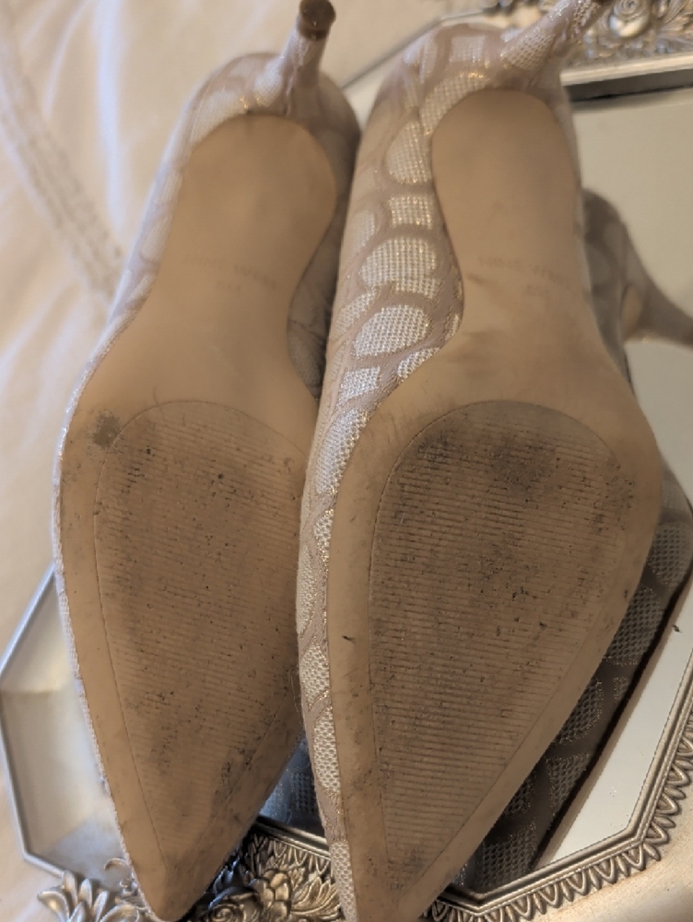 Nine West Beige Patterned Pointed-Toe Pumps - Picture 9 of 10